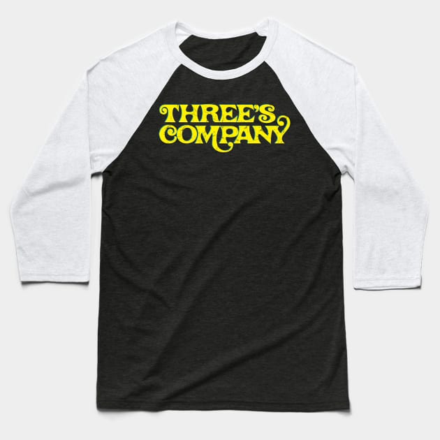 Three's Company // Retro Typography Design Baseball T-Shirt by Trendsdk